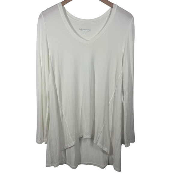 Soft Surroundings Top Women S NWT Cream Sublime Long Sleeve Tee Casual Minimal - Picture 1 of 7